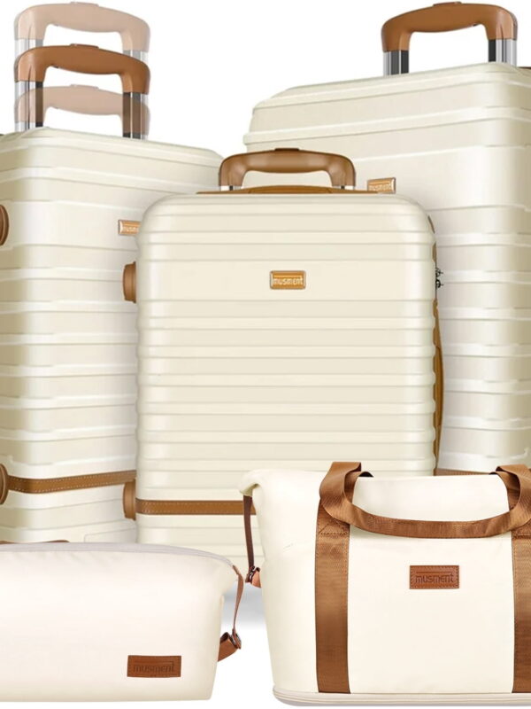 Musment Luggage Sets and Travel Duffel Bag Set of 5, ABS Hardshell Hardside Checked Luggage with TSA Lock and Double Spinner Wheels Suitcase