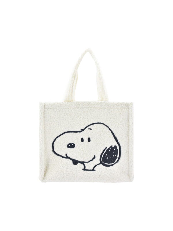 Peanuts Tote Bag, Snoopy and Woodstock Travel Handbag Side Purse with Adjustable Crossbody Shoulder Strap, White