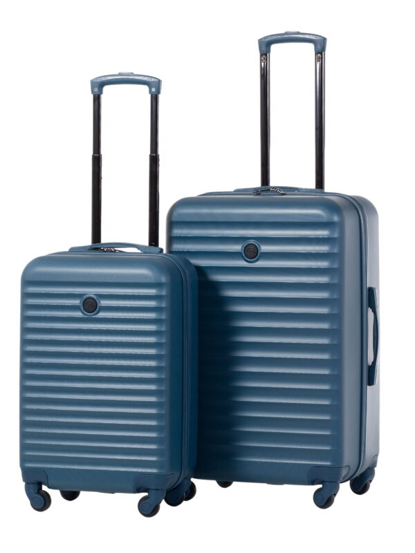 Protege 2-Piece Hardside Spinner Luggage Set with Carry On and Medium Checked Suitcase, Blue