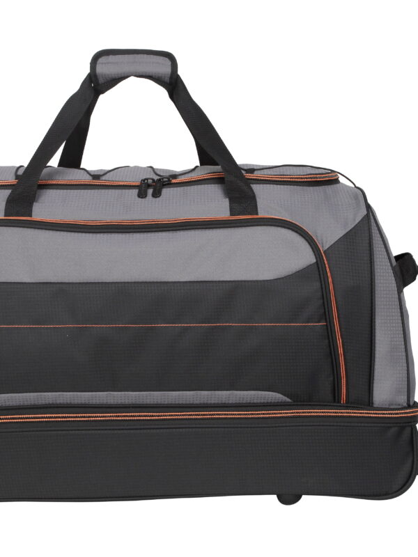 Protege 30 in Rolling Drop-Bottom Carry On Duffel Bag for Travel, Black and Gray