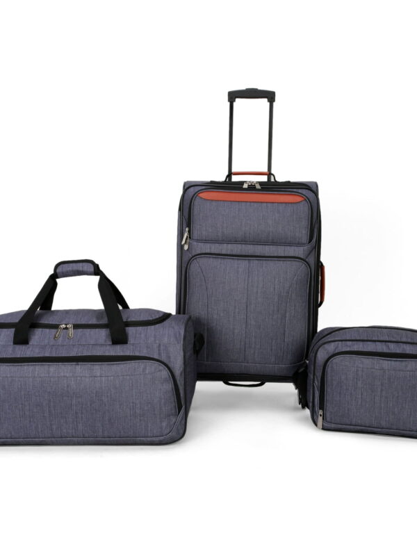 Protege 3-Piece Softside Luggage Travel Set, Includes Medium Checked Luggage, Carry On Duffel and Boarding Tote, Gray