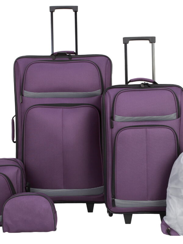 Protege 5-Piece Softside Travel Luggage Set with Spinner Wheels, Purple