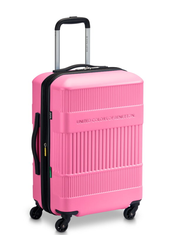 United Colors of Benetton x Delsey Paris, Ribbed Hardside 20" Expandable Carry-on Spinner Luggage, Light Pink