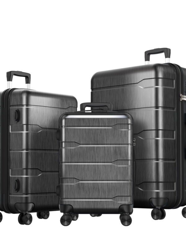 SUGIFT Hardside Luggage Set 3 Piece Lightweight Suitcase with TSA Lock Spinner Wheels, Dark Gray