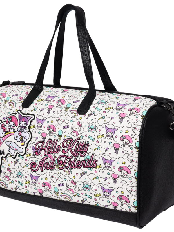 Sanrio Hello Kitty Weekender Duffel Bag, Cute Travel Tote for Women, Black