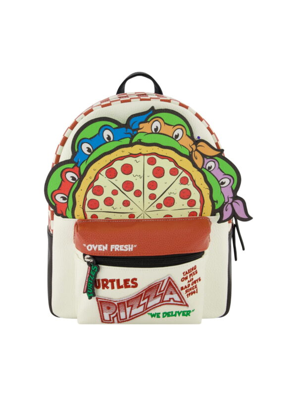 Teenage Mutant Ninja Turtles Mini Backpack, TMNT Small Travel Bag for Men and Women, Adjustable Shoulder Straps, Pizza, 10 Inch