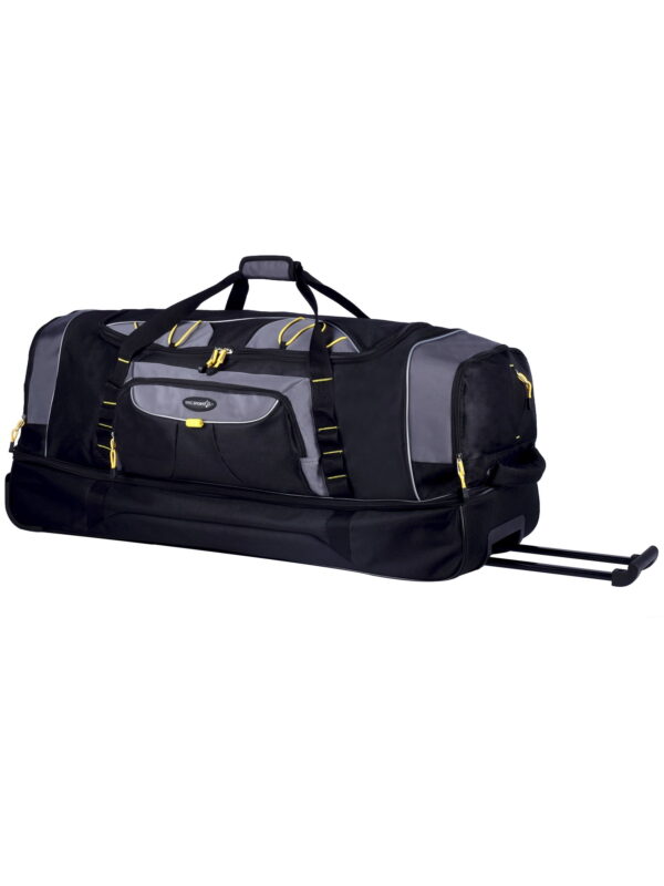 Travelers Club 36" 2-Section Drop-Bottom Rolling Duffel, Black