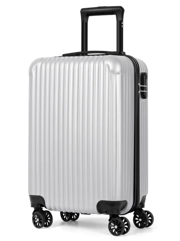 Vertical Stripe Luggage Travel Sliding Wheels 20" Silver