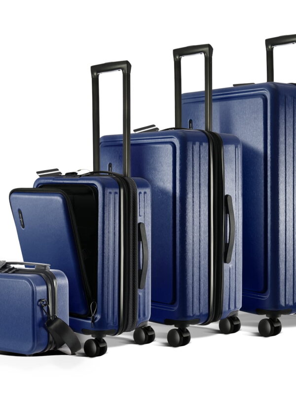 Virtu 4 Piece Hardshell Exapandable Luggage Set, Spinner Luggage Suitcase Set, Navy Blue