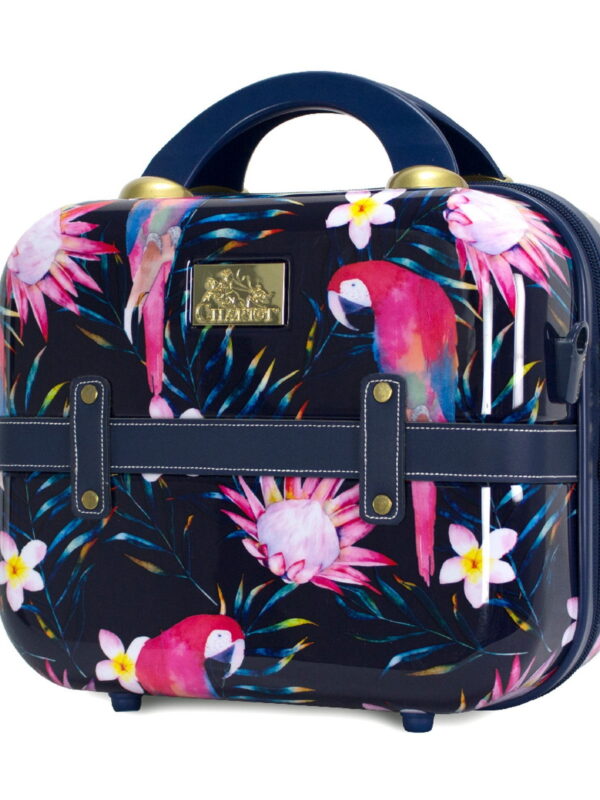 World Traveler Chariot Vintage Trunk Style Cosmetic Case - Parrot
