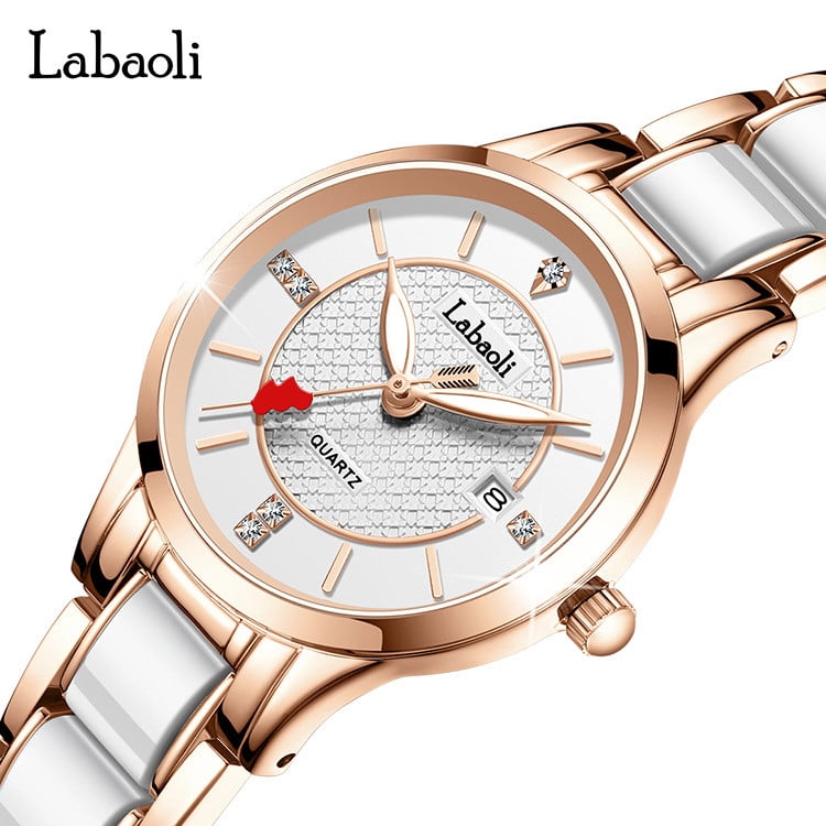 Explojoy Women's Luxury Ceramic Quartz Watch – Waterproof Elegant Timepiece with Calendar & Luminous Dial - Image 2