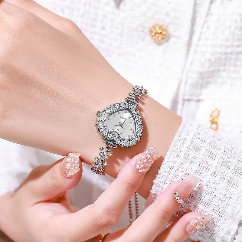 New Alloy Diamond Watch Fashion Special-Interest Women's Quartz Watch Women's Heart-Shaped Bracelet Watch - Image 3