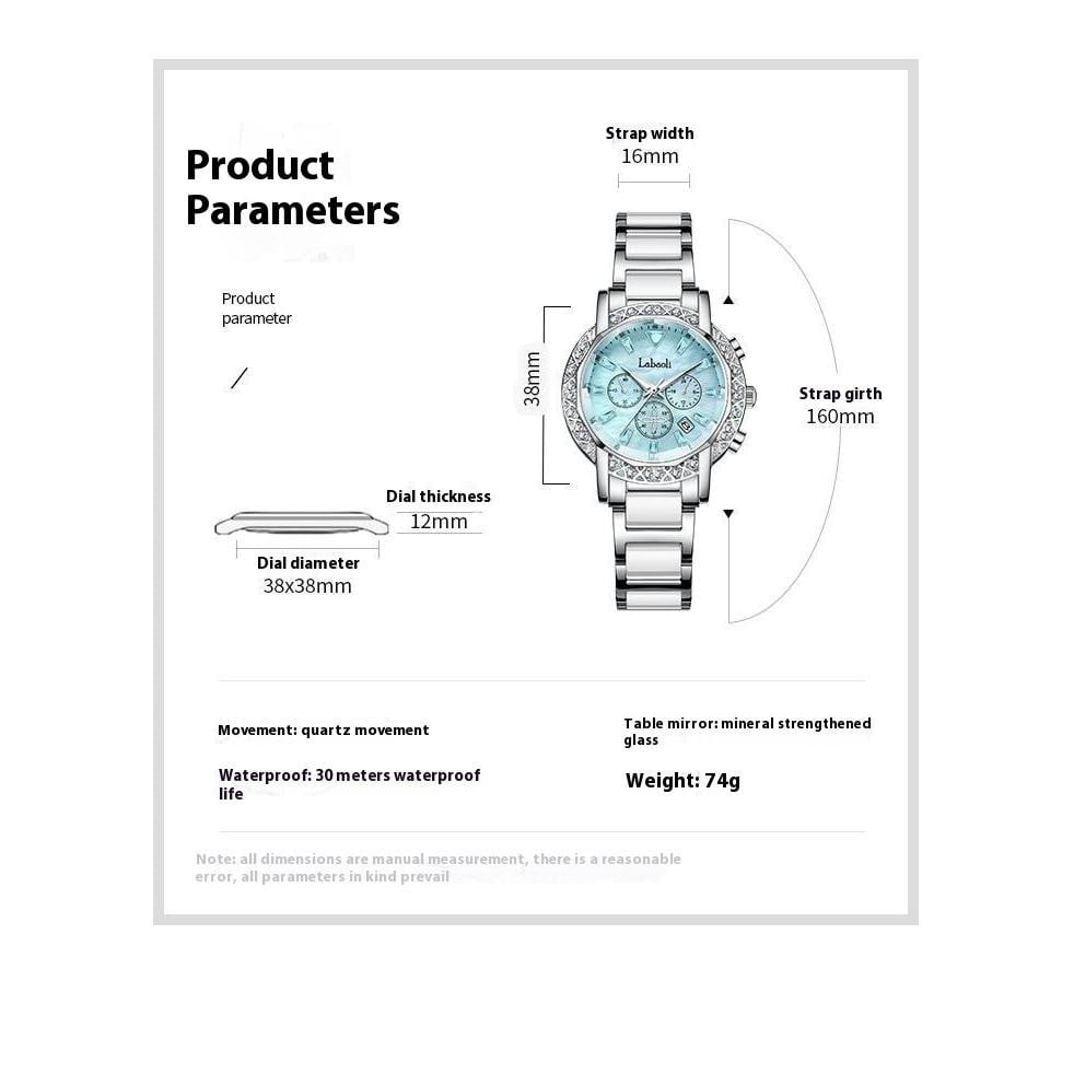 EXPLOJOY Stylish Waterproof Watch for Women – Diamond-Inspired Dial & Ceramic Band - Image 7