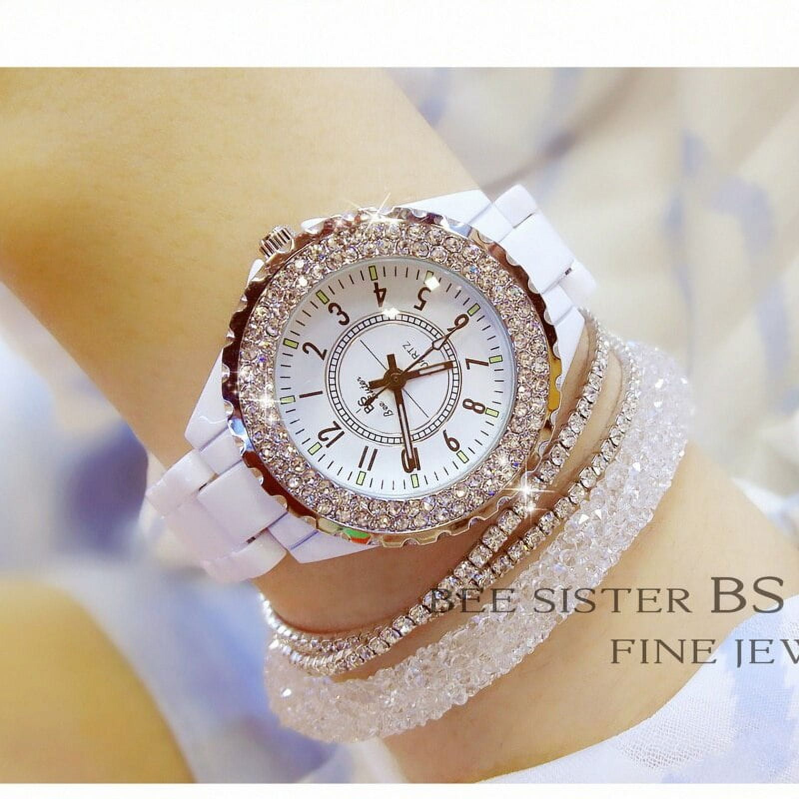 BS New Student Watch Brand Light Luxury Ceramic Watch Women's Watch Full of Diamonds Quartz Watch Fashion - Image 2