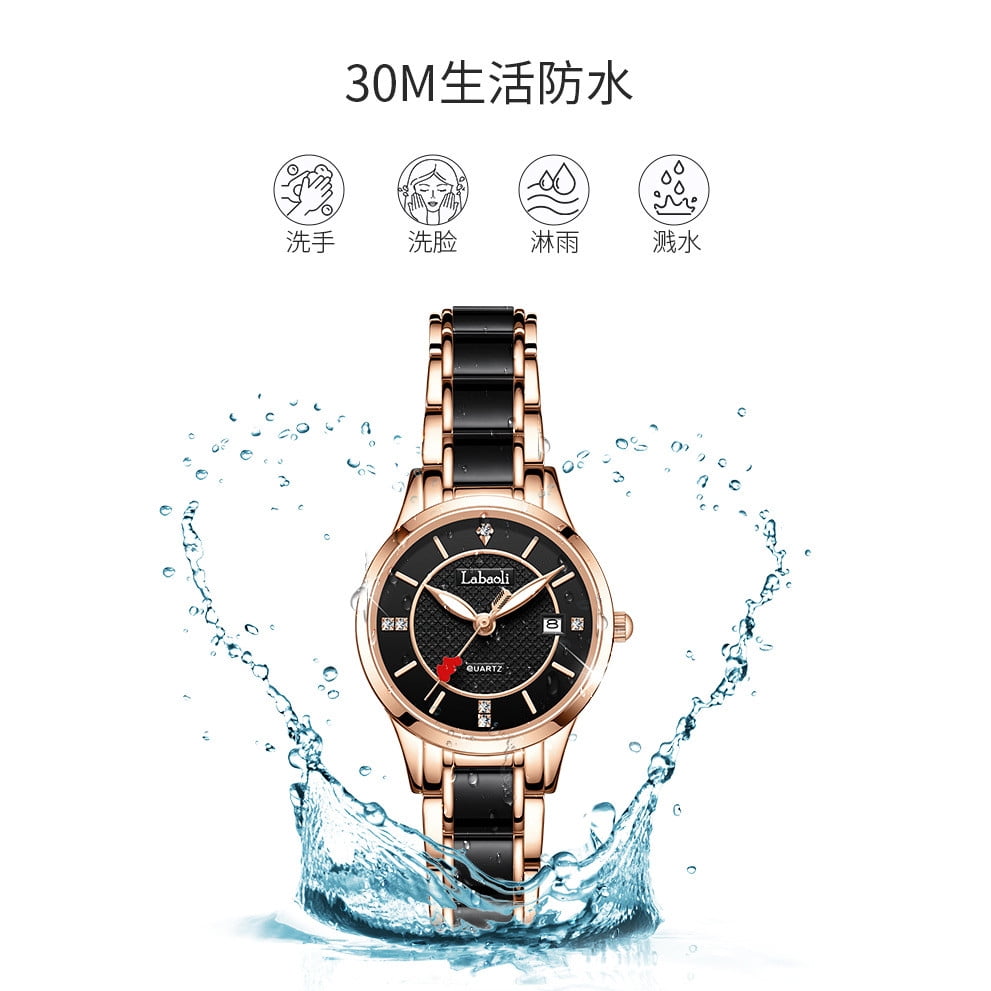 Explojoy Women's Luxury Ceramic Quartz Watch – Waterproof Elegant Timepiece with Calendar & Luminous Dial - Image 7