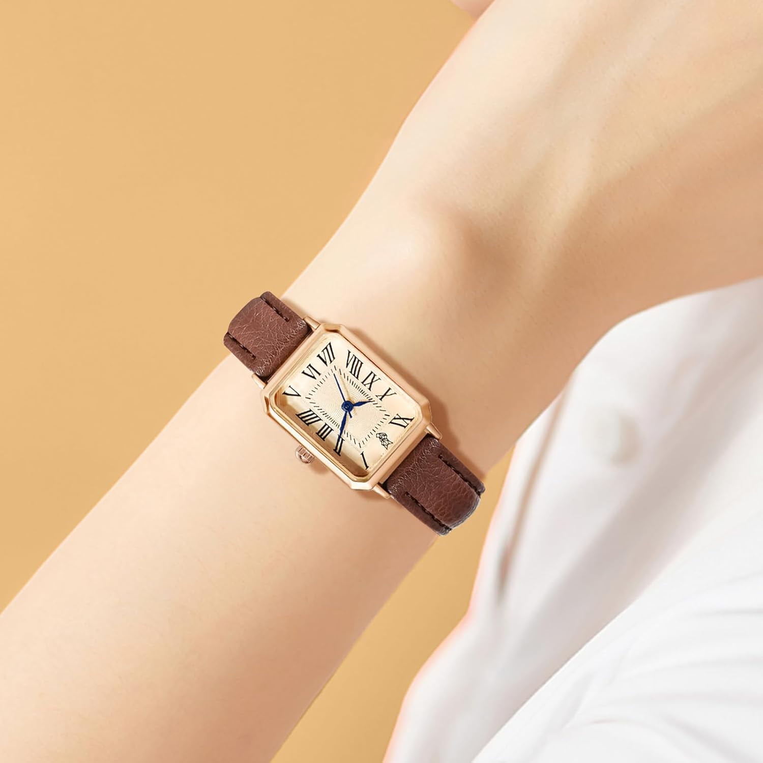 Leather Strap Watches for Women Elegant Dainty Ladies Watch Vintage Rectangle Women Quartz Wrist Watch - Image 3
