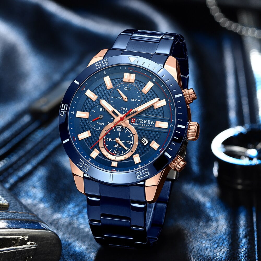 Curren Fashion Men's Chronograph Watches Stainless Steel Band Luxury Brand Wristwatches For Male With Luminous - Quartz Wristwatches - Image 2