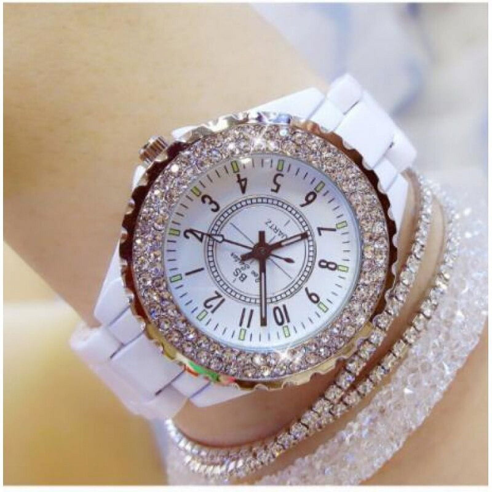 BS New Student Watch Brand Light Luxury Ceramic Watch Women's Watch Full of Diamonds Quartz Watch Fashion - Image 5