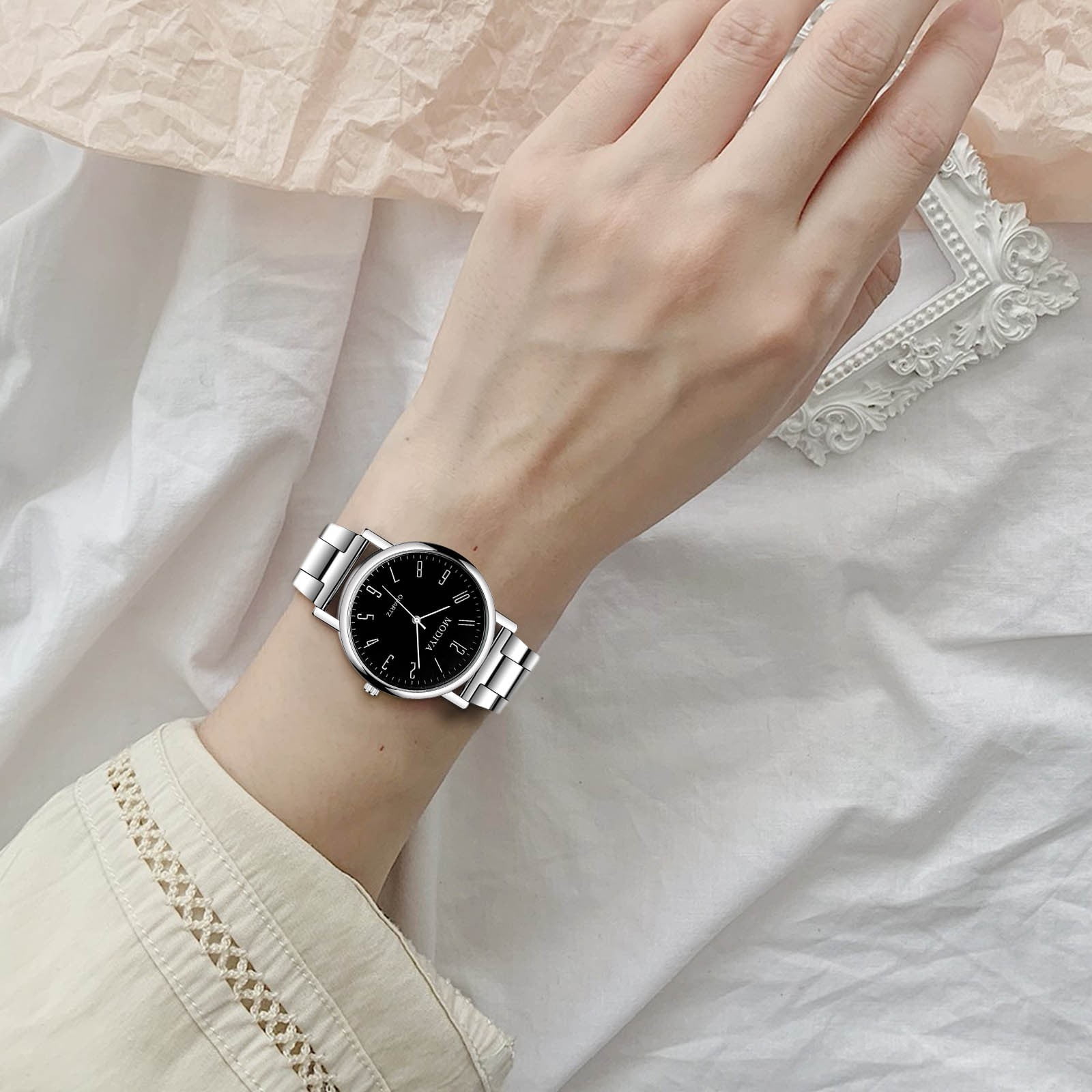 Litrail Men's Stainless Steel Chronograph Watch - 38mm 3ATM Waterproof with Adjustable Link Bracelet, IP Matte Plating & Fold Over Clasp - Image 6