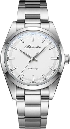 ADDIESDIVE 36 mm Dial Luxury Men's Watch VH31 Luminous Quartz Watch Water Resistant 100 M for Diving Swimming White Dial