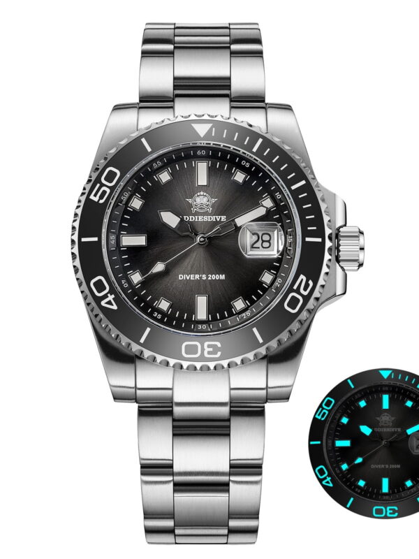 ADDIESDIVE Men's Watch, Analog Quartz Watch, Professional Dive Watch 200M Waterproof, 316L Stainless Steel, Ceramic Bezel, Luminous, Black