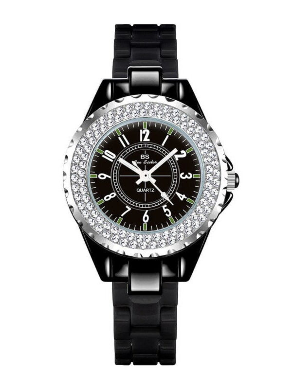 BS New Student Watch Brand Light Luxury Ceramic Watch Women's Watch Full of Diamonds Quartz Watch Fashion