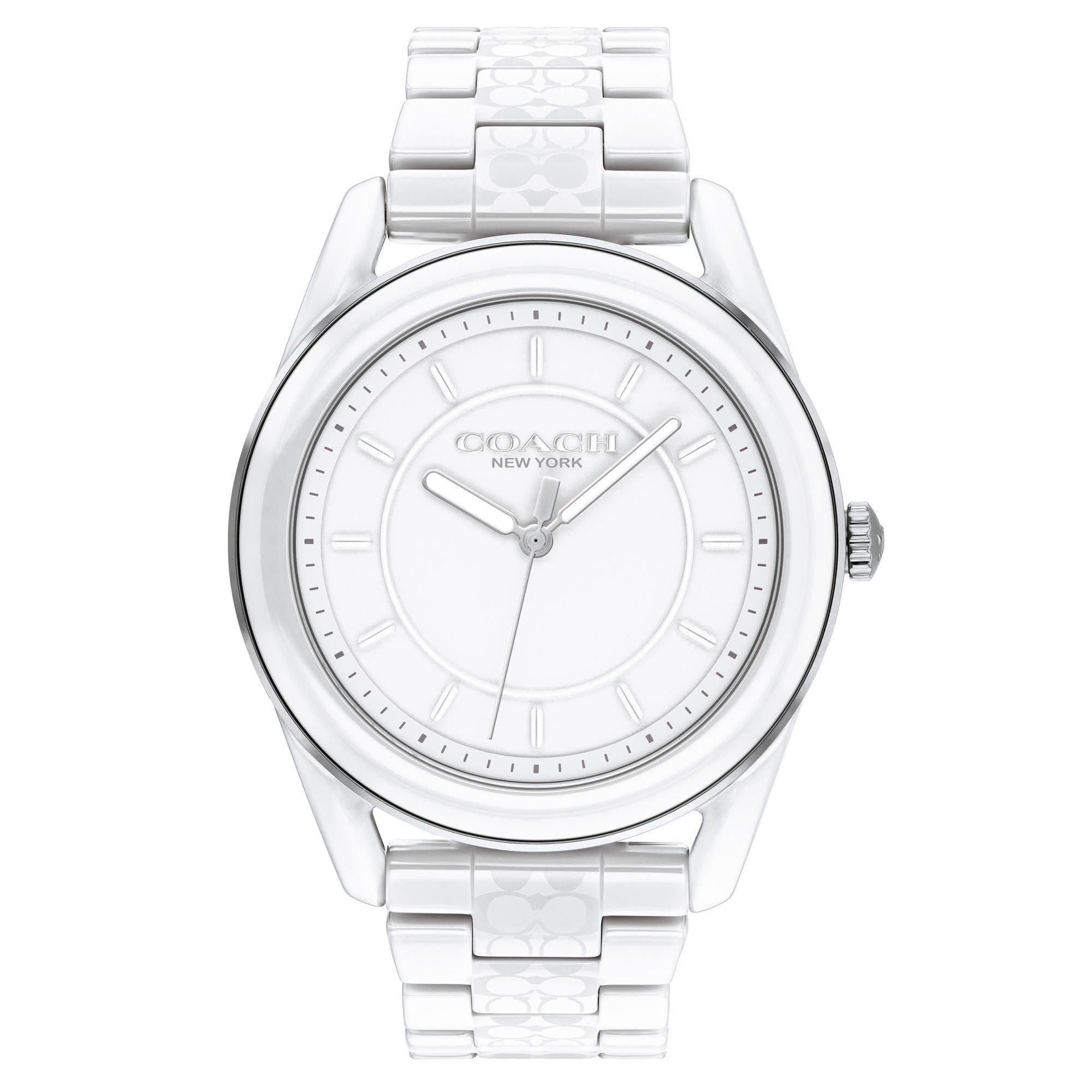 Ladies Preston White Ceramic Signature Logo Watch White Dial