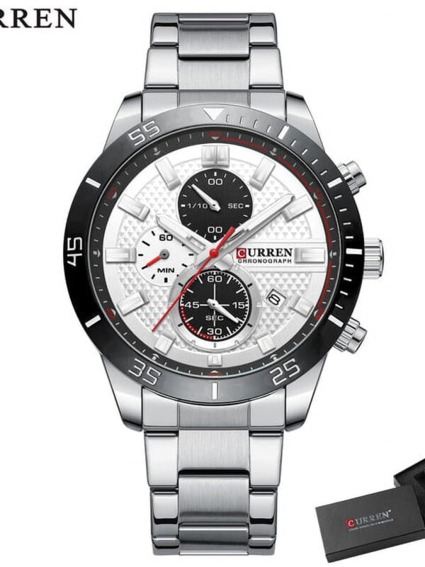 Curren Fashion Men's Chronograph Watches Stainless Steel Band Luxury Brand Wristwatches For Male With Luminous - Quartz Wristwatches