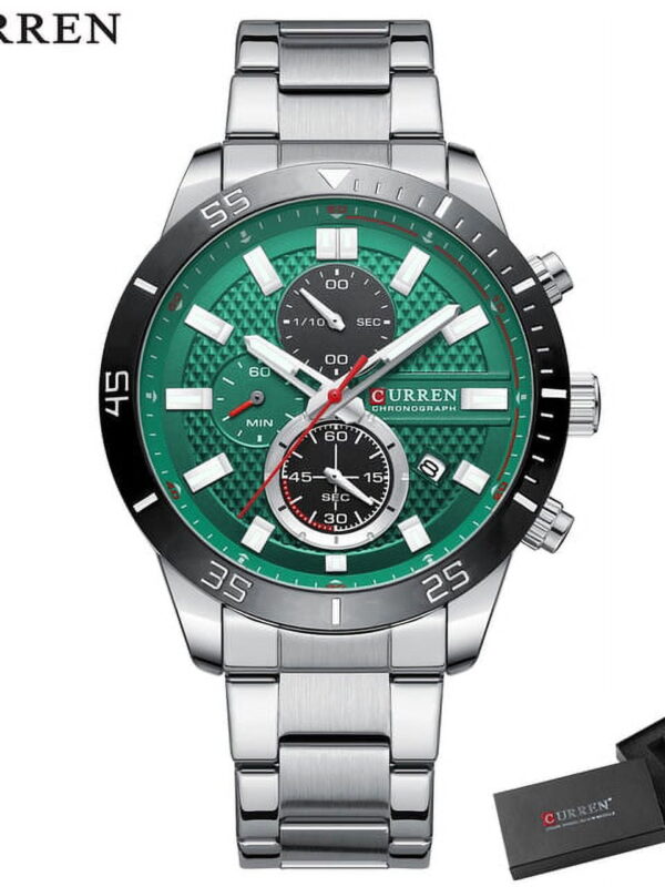 Curren Fashion Men's Chronograph Watches Stainless Steel Band Luxury Brand Wristwatches For Male With Luminous - Quartz Wristwatches