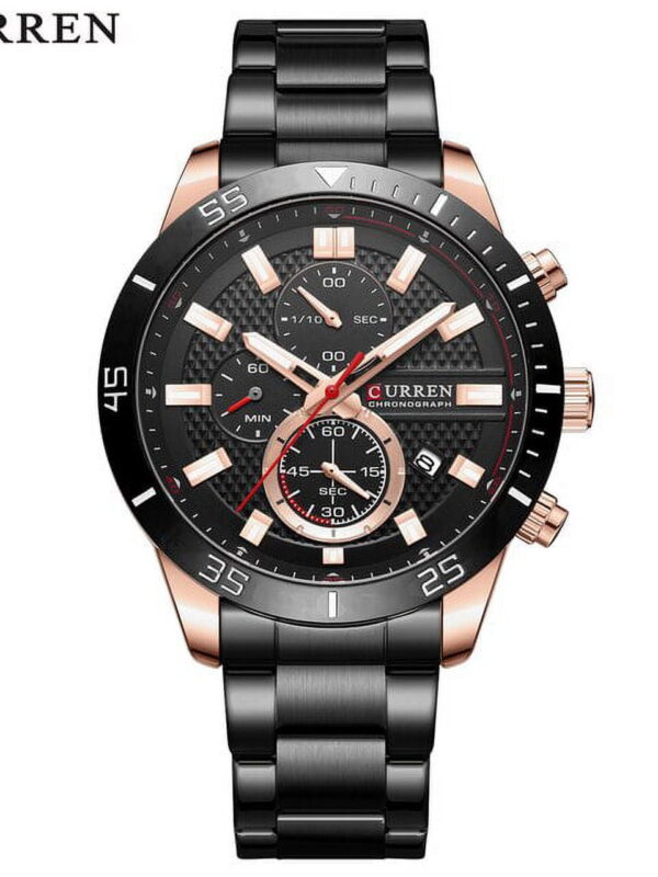 Curren Fashion Men's Chronograph Watches Stainless Steel Band Luxury Brand Wristwatches For Male With Luminous - Quartz Wristwatches