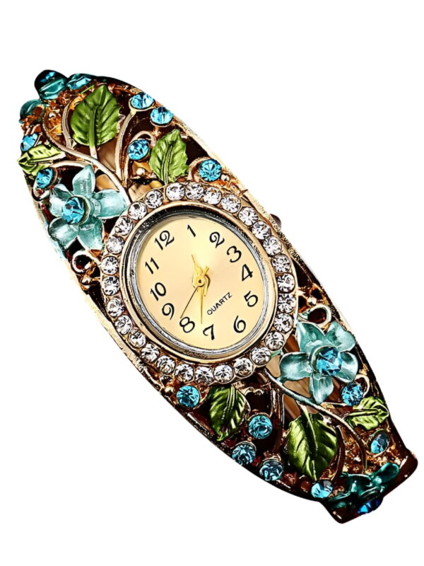 DESIGNICE Watch for Women Bangle Crystal Flower Bracelet Quartz Wrist Watches
