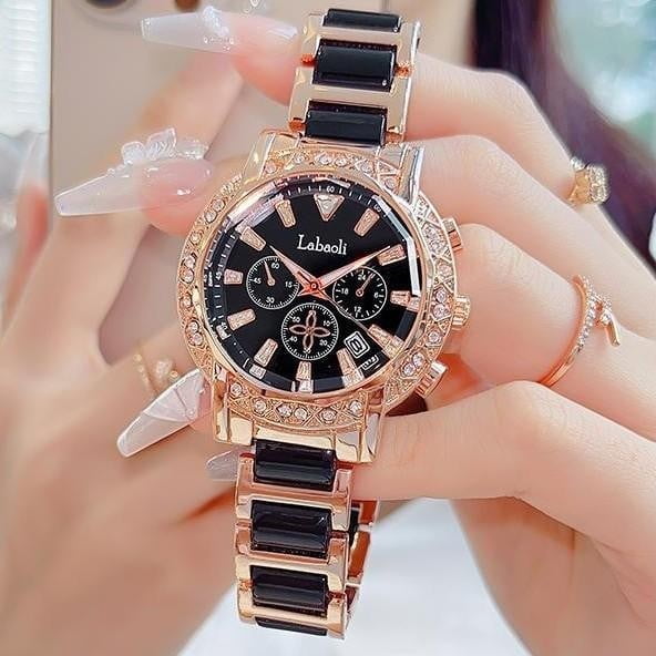 EXPLOJOY Elegant Ladies Quartz Watch – Ceramic Strap, Waterproof, with Date Function