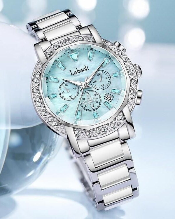 EXPLOJOY Stylish Waterproof Watch for Women – Diamond-Inspired Dial & Ceramic Band