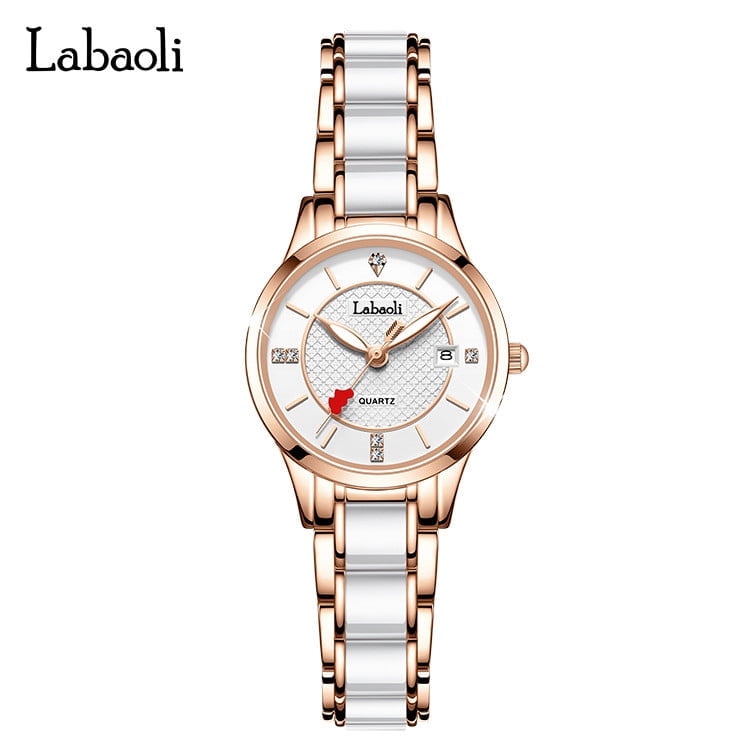 Explojoy Women's Luxury Ceramic Quartz Watch – Waterproof Elegant Timepiece with Calendar & Luminous Dial