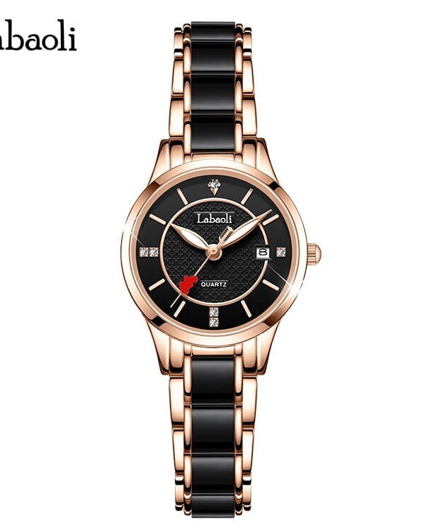 Explojoy Women's Luxury Ceramic Quartz Watch – Waterproof Elegant Timepiece with Calendar & Luminous Dial