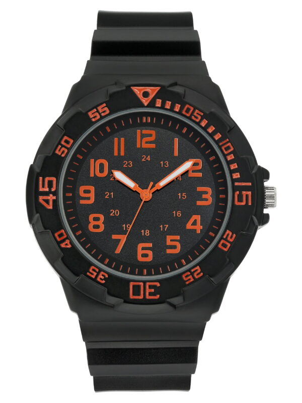 George Men's Casual Watch with Orange Round Dial and Black Resin Band
