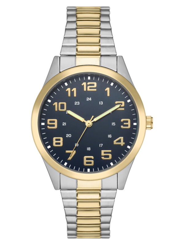 George Men's Watch: 2-Tone Silver/Gold Case, Blue Easy Read Dial, 2-Tone Silver/Gold Expansion Band (FMDOGE043)