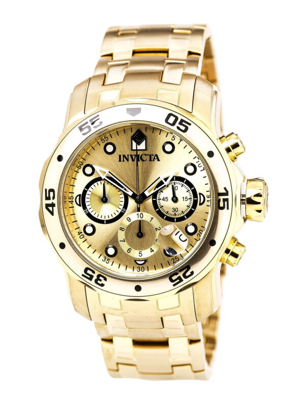 Invicta Men's 0074 Pro Diver Scuba Champagne Dial Gold Steel Bracelet Dive Watch