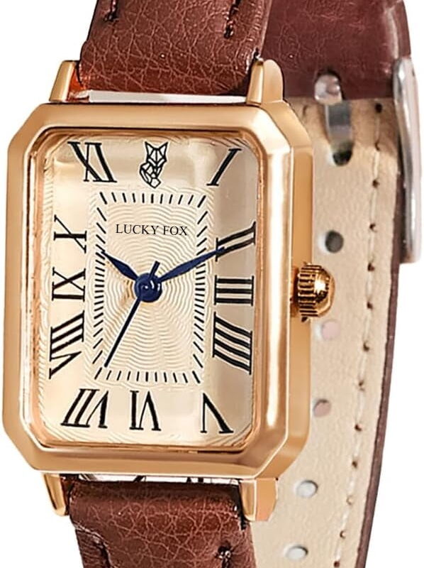 Leather Strap Watches for Women Elegant Dainty Ladies Watch Vintage Rectangle Women Quartz Wrist Watch