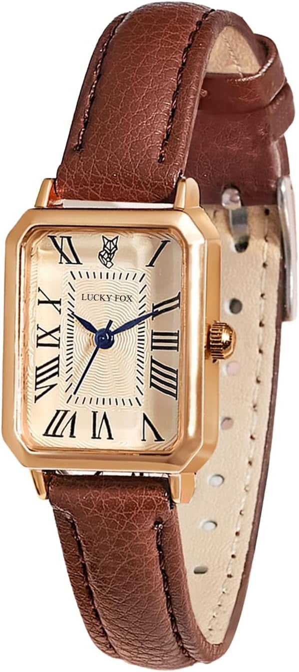 Leather Strap Watches for Women Elegant Dainty Ladies Watch Vintage Rectangle Women Quartz Wrist Watch