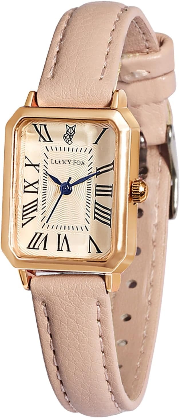 Leather Strap Watches for Women Elegant Dainty Ladies Watch Vintage Rectangle Women Quartz Wrist Watch