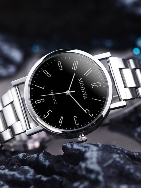 Litrail Men's Stainless Steel Chronograph Watch - 38mm 3ATM Waterproof with Adjustable Link Bracelet, IP Matte Plating & Fold Over Clasp