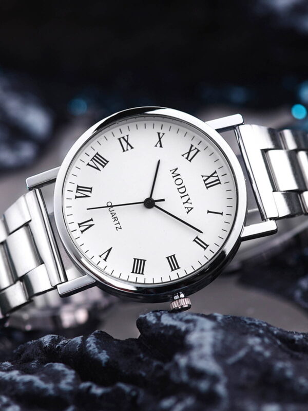 Litrail Men's Stainless Steel Chronograph Watch 38mm Matte Black Waterproof 3ATM Adjustable Link Bracelet Fold Over Clasp Daily Wear