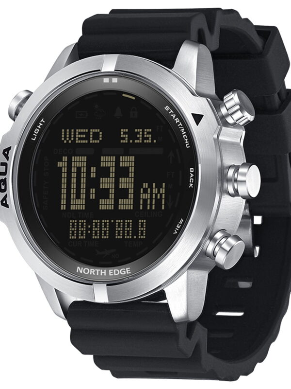 Steel Men's Diving Watch with Altimeter and Compass, 100m Waterproof, Business Wrist Watch