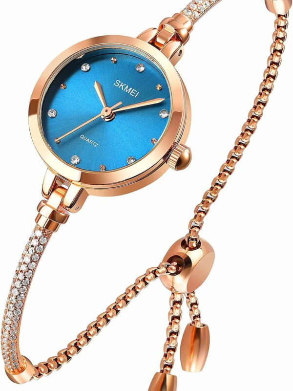Watches Women Analog Quartz Watch Mosaic with Diamonds Bracelet Dress Watch for Female Waterproof Wristwatch with Rose Gold Bracelet