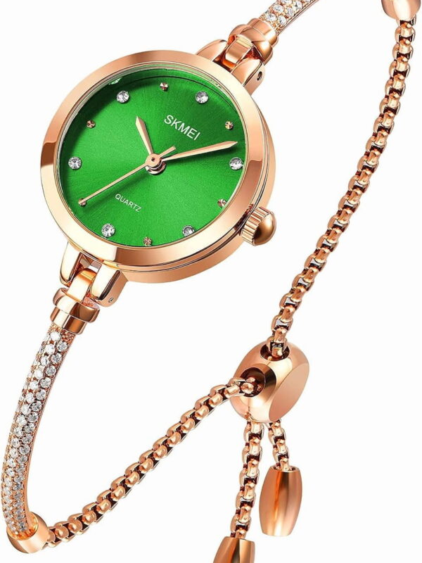 Watches Women Analog Quartz Watch Mosaic with Diamonds Bracelet Dress Watch for Female Waterproof Wristwatch with Rose Gold Bracelet