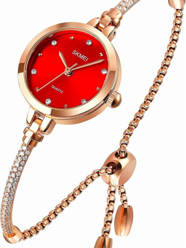 Watches Women Analog Quartz Watch Mosaic with Diamonds Bracelet Dress Watch for Female Waterproof Wristwatch with Rose Gold Bracelet