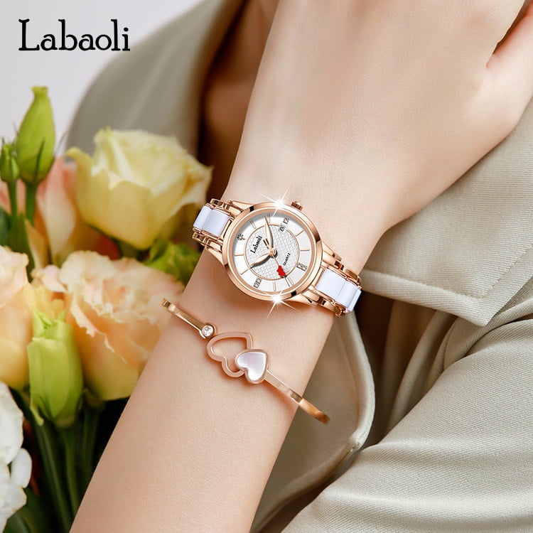 Explojoy Women's Luxury Ceramic Quartz Watch – Waterproof Elegant Timepiece with Calendar & Luminous Dial - Image 5