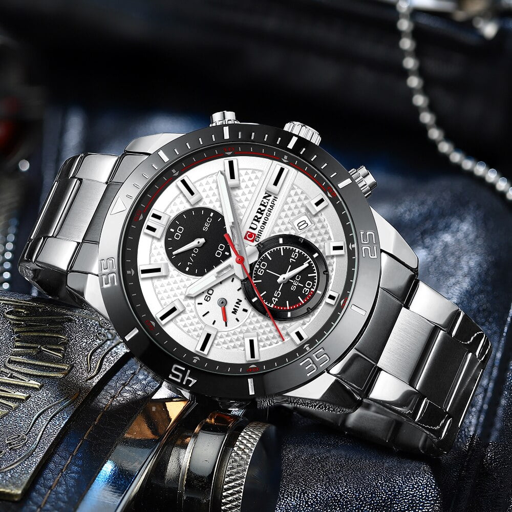 Curren Fashion Men's Chronograph Watches Stainless Steel Band Luxury Brand Wristwatches For Male With Luminous - Quartz Wristwatches - Image 6