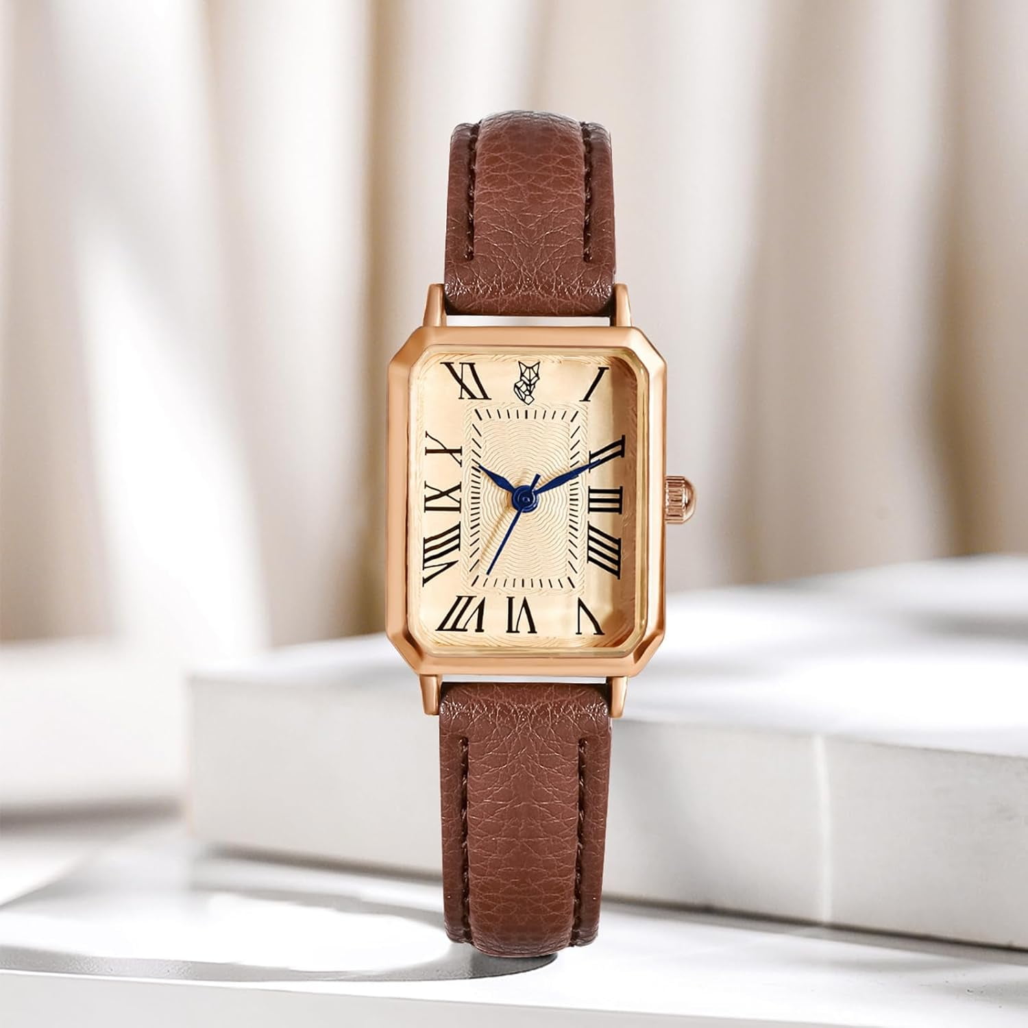 Leather Strap Watches for Women Elegant Dainty Ladies Watch Vintage Rectangle Women Quartz Wrist Watch - Image 2